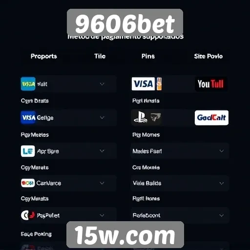 Métodos de pagamento suportados pelo 9606bet